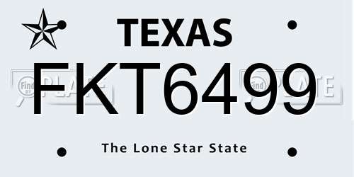 FKT6499 Texas License Plate