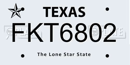 FKT6802 Texas License Plate