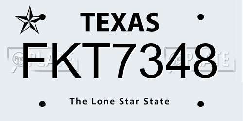 FKT7348 Texas License Plate
