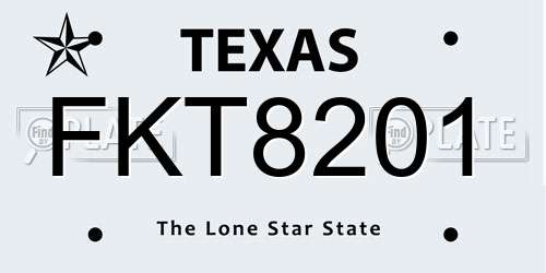 FKT8201 Texas License Plate