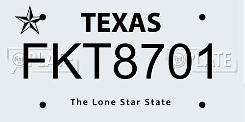FKT8701 Texas License Plate