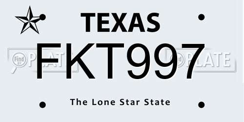 FKT997 Texas License Plate