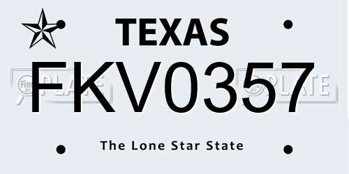 FKV0357 Texas License Plate