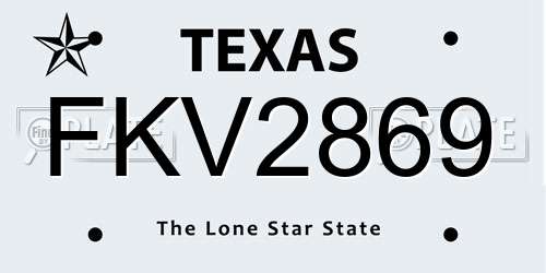 FKV2869 Texas License Plate