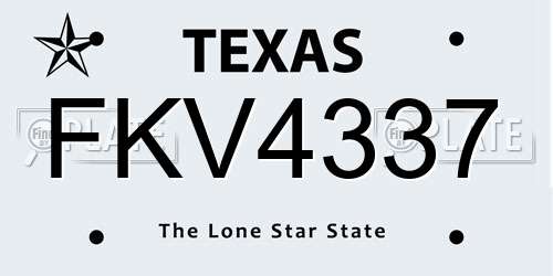 FKV4337 Texas License Plate