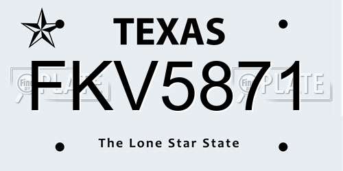 FKV5871 Texas License Plate