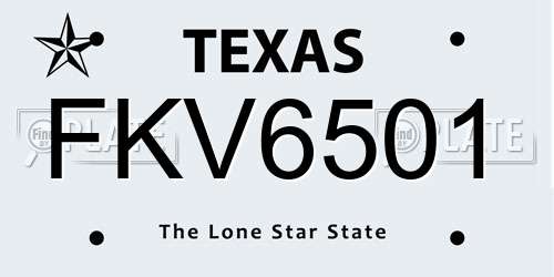 FKV6501 Texas License Plate