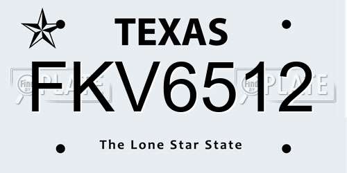 FKV6512 Texas License Plate
