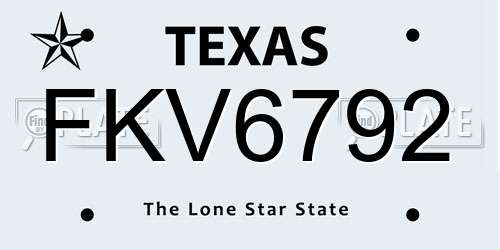 FKV6792 Texas License Plate