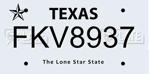 FKV8937 Texas License Plate