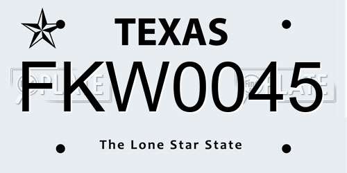 FKW0045 Texas License Plate