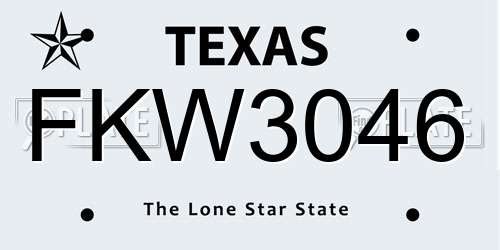 FKW3046 Texas License Plate