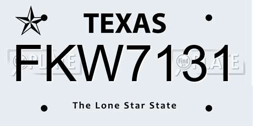 FKW7131 Texas License Plate