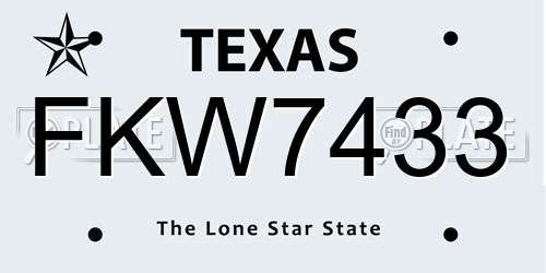 FKW7433 Texas License Plate