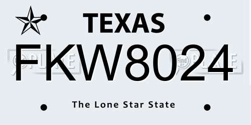 FKW8024 Texas License Plate