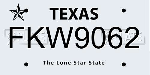 FKW9062 Texas License Plate