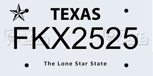 FKX2525 Texas License Plate