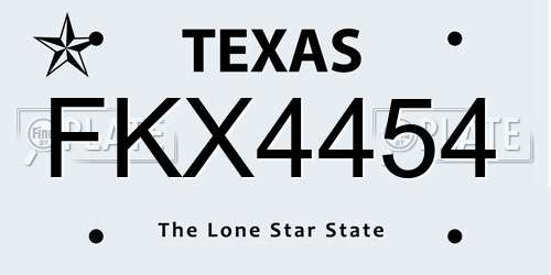 FKX4454 Texas License Plate