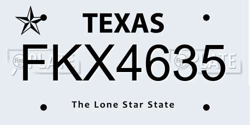 FKX4635 Texas License Plate