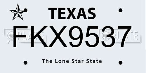 FKX9537 Texas License Plate