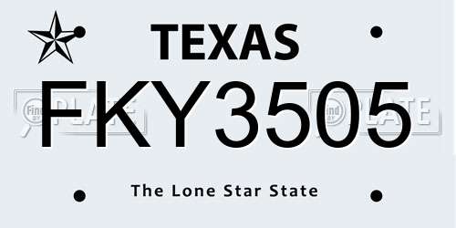 FKY3505 Texas License Plate