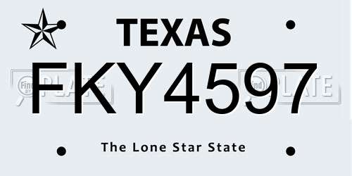 FKY4597 Texas License Plate