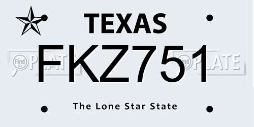 FKZ751 Texas License Plate