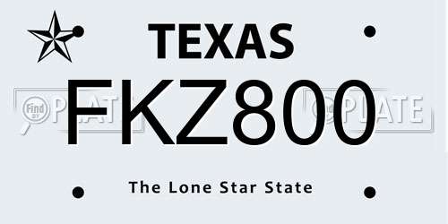 FKZ800 Texas License Plate