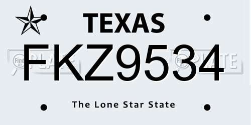 FKZ9534 Texas License Plate