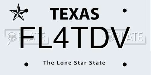 FL4TDV Texas License Plate