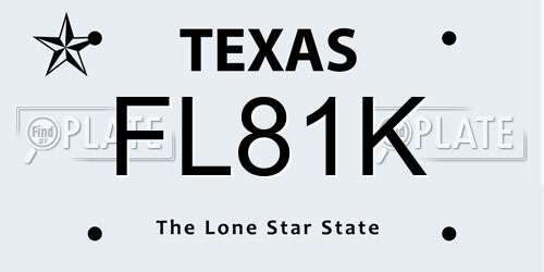 FL81K Texas License Plate