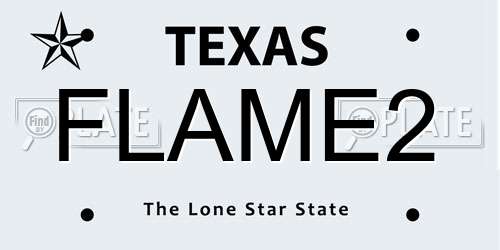 FLAME2 Texas License Plate