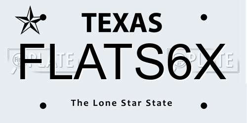 FLATS6X Texas License Plate