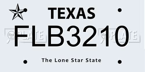 FLB3210 Texas License Plate