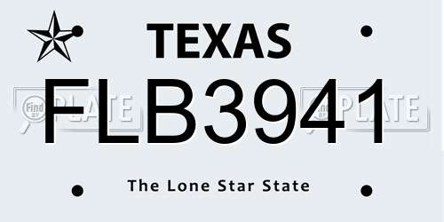 FLB3941 Texas License Plate