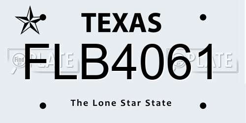 FLB4061 Texas License Plate