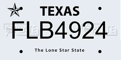 FLB4924 Texas License Plate