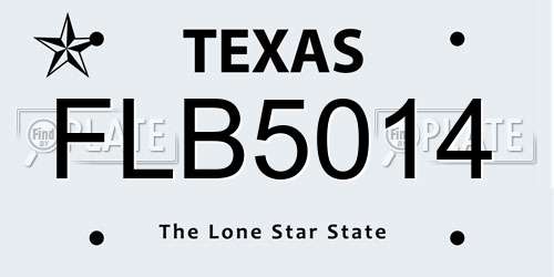 FLB5014 Texas License Plate