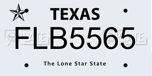 FLB5565 Texas License Plate