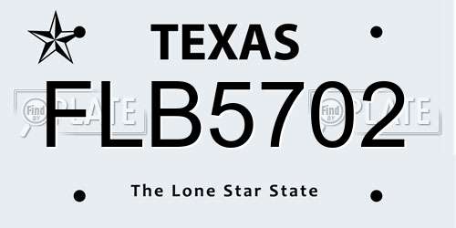 FLB5702 Texas License Plate