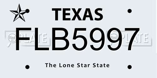 FLB5997 Texas License Plate