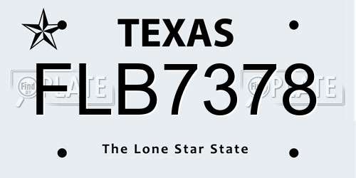 FLB7378 Texas License Plate