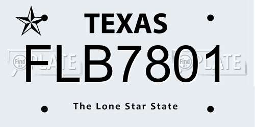 FLB7801 Texas License Plate