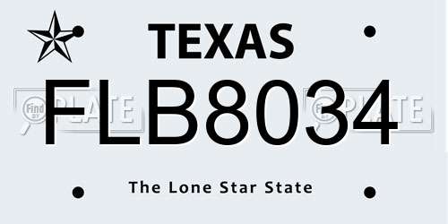 FLB8034 Texas License Plate
