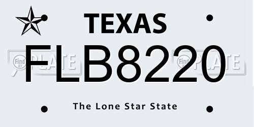 FLB8220 Texas License Plate