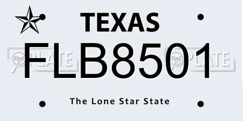FLB8501 Texas License Plate