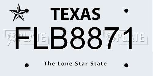 FLB8871 Texas License Plate