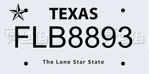 FLB8893 Texas License Plate