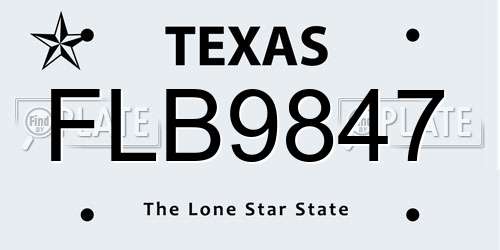 FLB9847 Texas License Plate