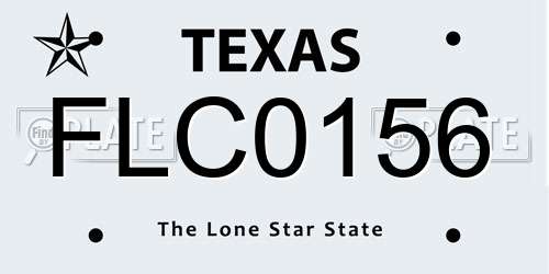 FLC0156 Texas License Plate